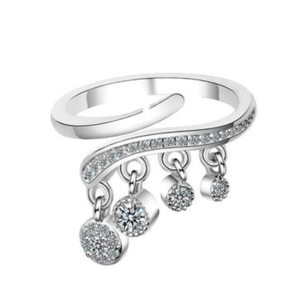 aperfectbuy Jewelry - Hanging Tassel Women 925 Sterling Silver Boho Ring